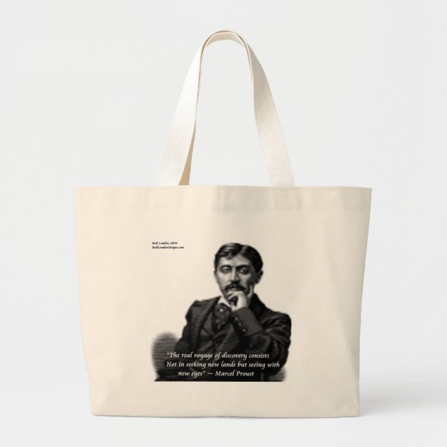 Marcel Proust & Famous Zitat Jumbo Stoffbeutel (Vorne)