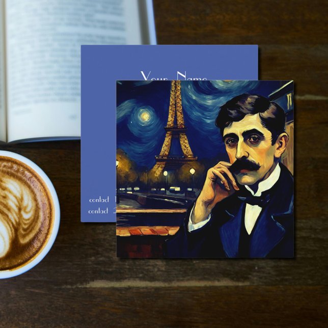 Marcel Proust in Paris - Fantasy Art Quadratische Visitenkarte (Von Creator hochgeladen)