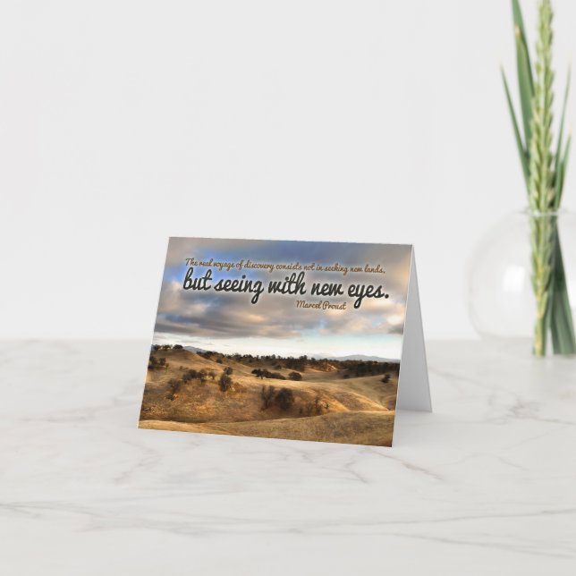 Marcel Proust inspirierendes Zitat "Neue Augen" Dankeskarte (Vorderseite)