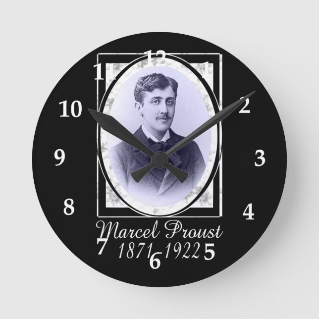 Marcel Proust Runde Wanduhr (Vorderseite)