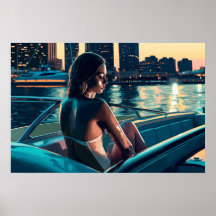 Marcela genießt einen Sonnenuntergang in Miami am 