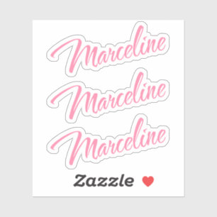 Marceline Name pink cursive x3 Aufkleber