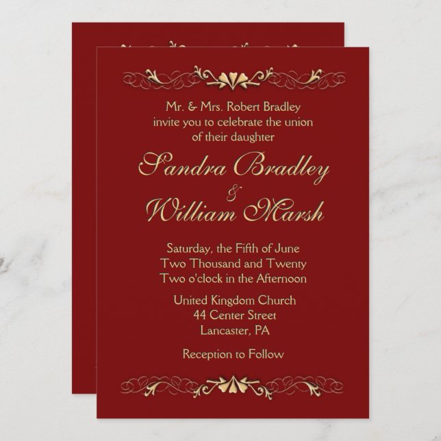 Marcella Wedding Einladung (Vorne/Hinten)