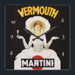 Marcello Dudovich Art Deco Ad “Vermouth” Quadratische Wanduhr<br><div class="desc">Art Deco emerged from the interwar period when rapid industrialisation was transforming culture. One of its major attributes is an embrace of technology. The style is often characterized by rich colours, bold geometric shapes and lavish ornamentation. Marcello Dudovich was an Italian painter, illustrator, and poster designer in the early 1900s...</div>