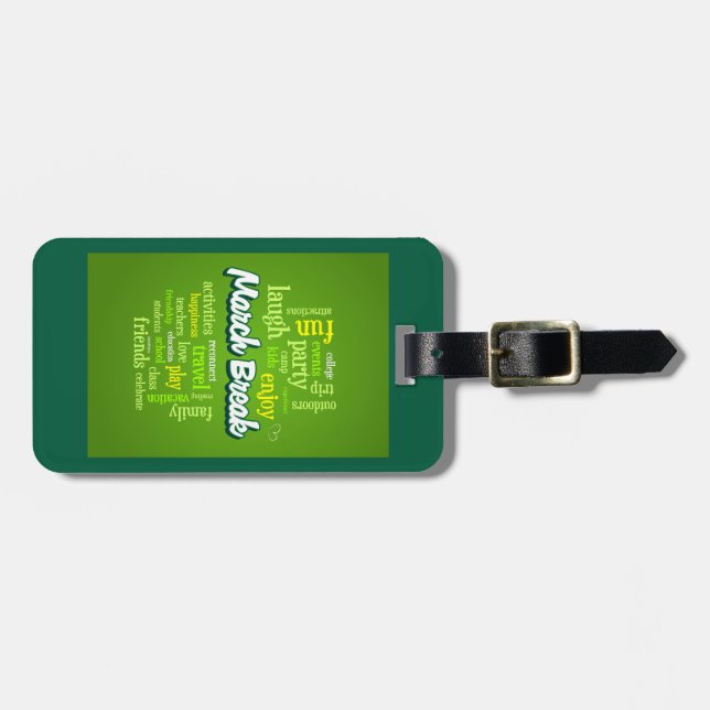 March Break Word Cloud Typography School Vacation Gepäckanhänger (Vorderseite horizontal)