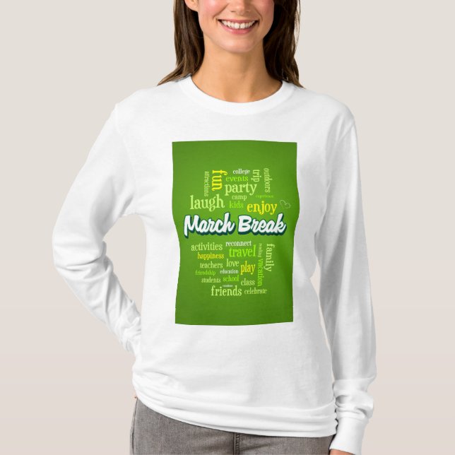 March Break Word Cloud Typography School Vacation T-Shirt (Vorderseite)