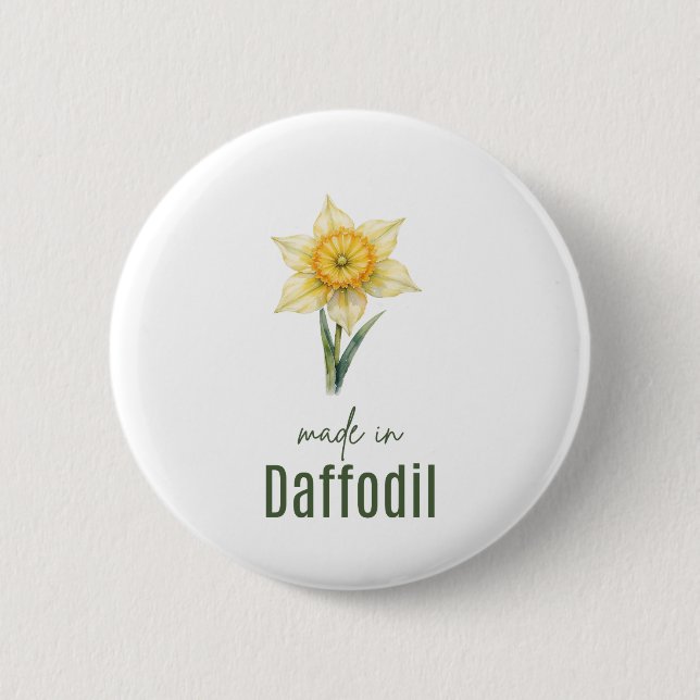 March Daffodil Birth Flowe T-Shirts Watercolor Button (Vorderseite)