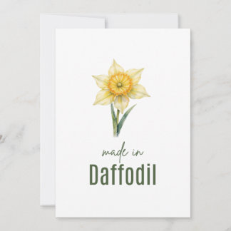March Daffodil Birth Flower card Watercolor Einladung