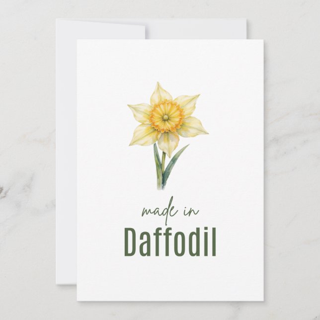 March Daffodil Birth Flower card Watercolor Einladung (Vorderseite)