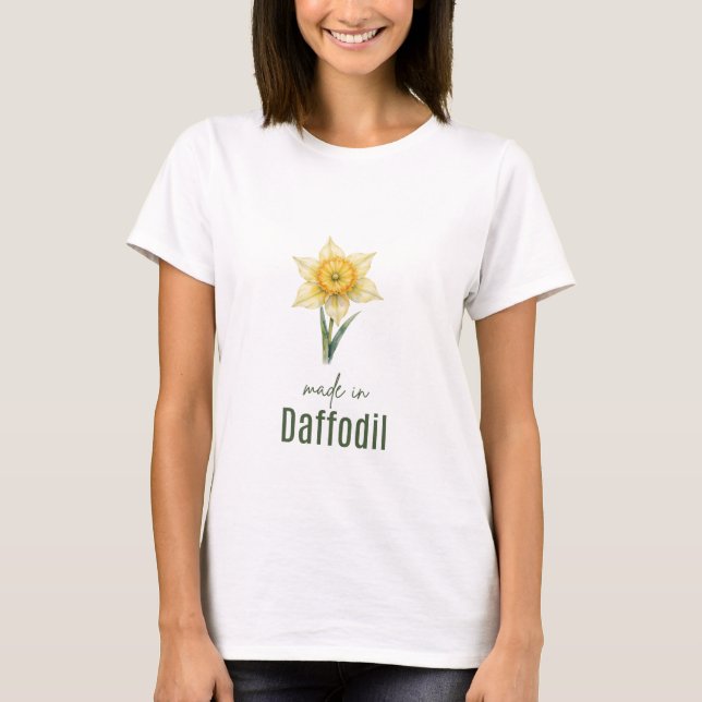 March Daffodil Birth Flower  T-Shirt Watercolor (Vorderseite)