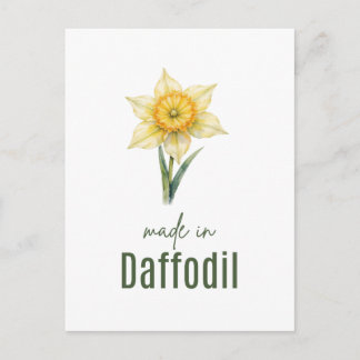 March Daffodil Birth Flower Wall Art Watercolor Postkarte