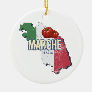 Marche Italy Retro Region Karte Vintag Souvenir Keramik Ornament