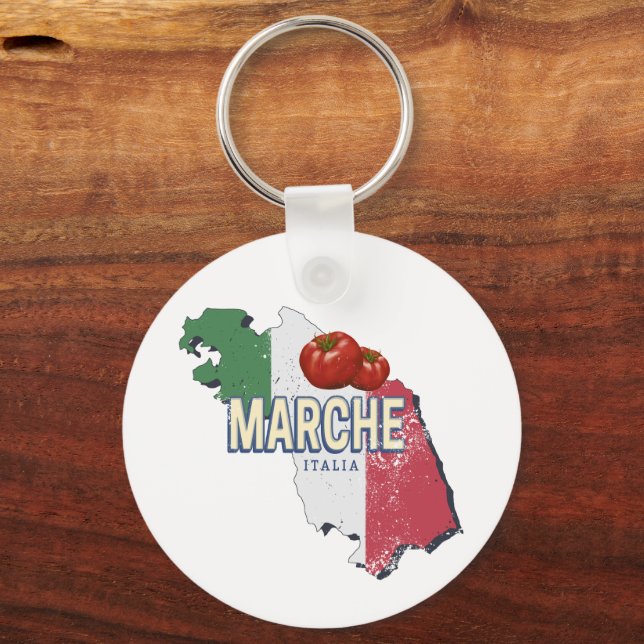 Marche Italy Retro Region Karte Vintag Souvenir Schlüsselanhänger (Vorderseite)