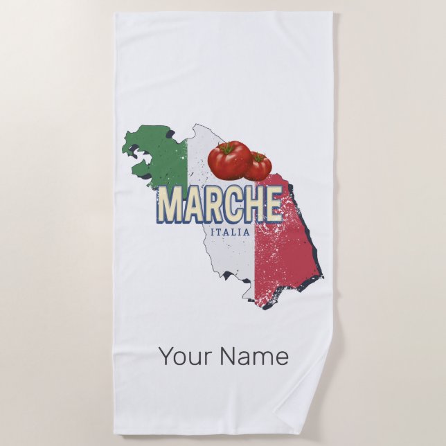 Marche Italy Retro Region Karte Vintag Souvenir Strandtuch (Vorderseite)