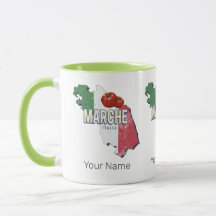 Marche Italy Retro Region Karte Vintag Souvenir