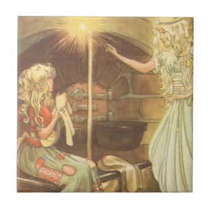 Märchen aus alter Zeit, Aschenputtel und gute Fee Fliese