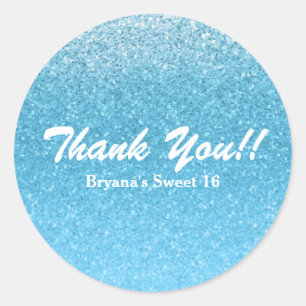 Märchen Blau Glitter Sweet 16 Party Runder Aufkleber