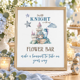 Märchen-Drachen-Ritter-Baby-Party-Blumenbar Poster