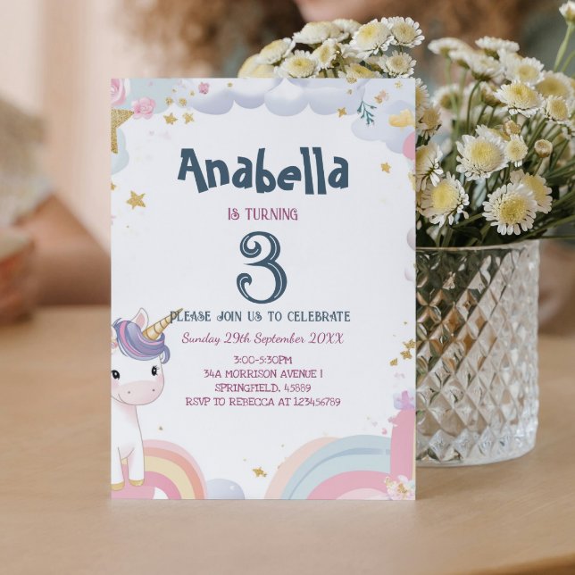 Märchen Einhorn Kindergeburtstag Party Einladung (Von Creator hochgeladen)