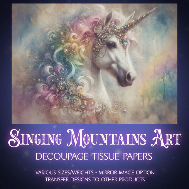 Märchen Einhorn Regenbogen Wasserfarbe Decoupage  Seidenpapier (Von Creator hochgeladen)