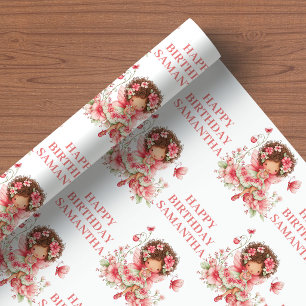 Märchen Fee Mädchen Erröten Blumen Geburtstag Verp Geschenkpapier