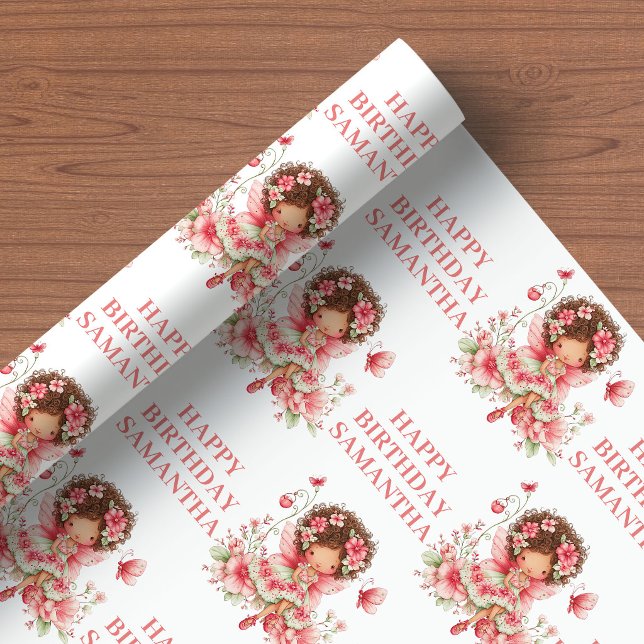 Märchen Fee Mädchen Erröten Blumen Geburtstag Verp Geschenkpapier (Fairytale Fairy Girl Blush Floral Birthday Wrapping Paper

)