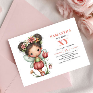 Märchen Fee Mädchen Geburtstag Rosa Einladung