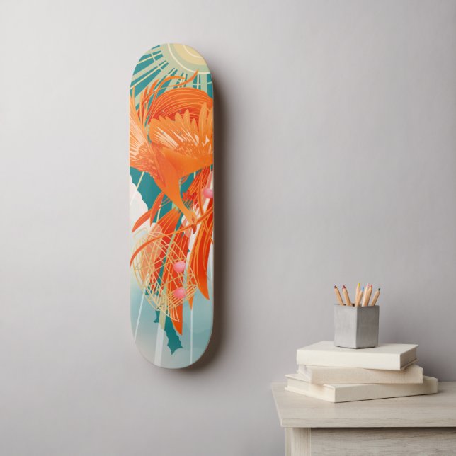Märchen-Feuerbird-Goldkäfig-Illustration Skateboard (Wandkunst)