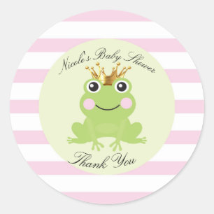 Märchen Froschkönig Baby Shower Pink Runder Aufkleber