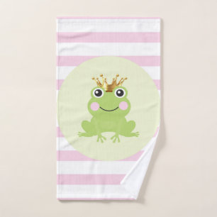Märchen Froschkönig Rosa Streifen Badhandtuch Set