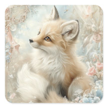 Märchen-Fuchs-Quadrat-Aufkleber-Set