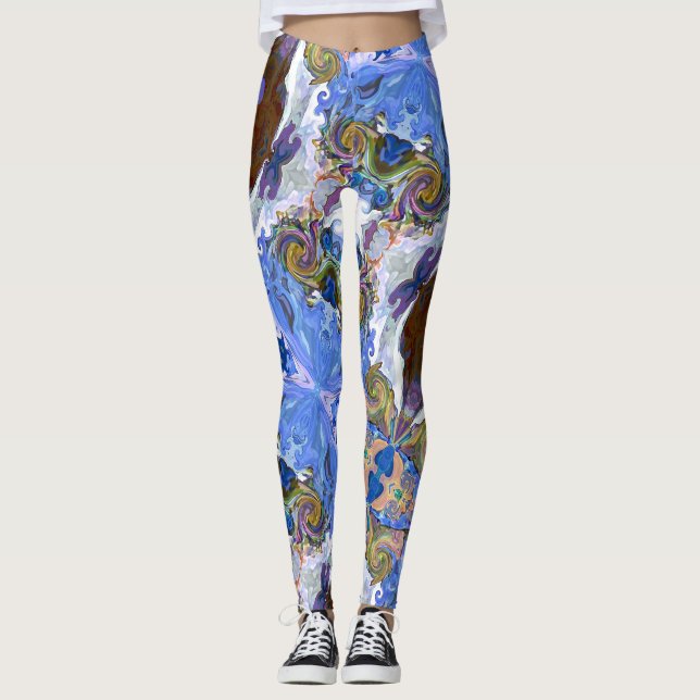 Märchen-Herzen Blaue Leggings (Vorderseite)