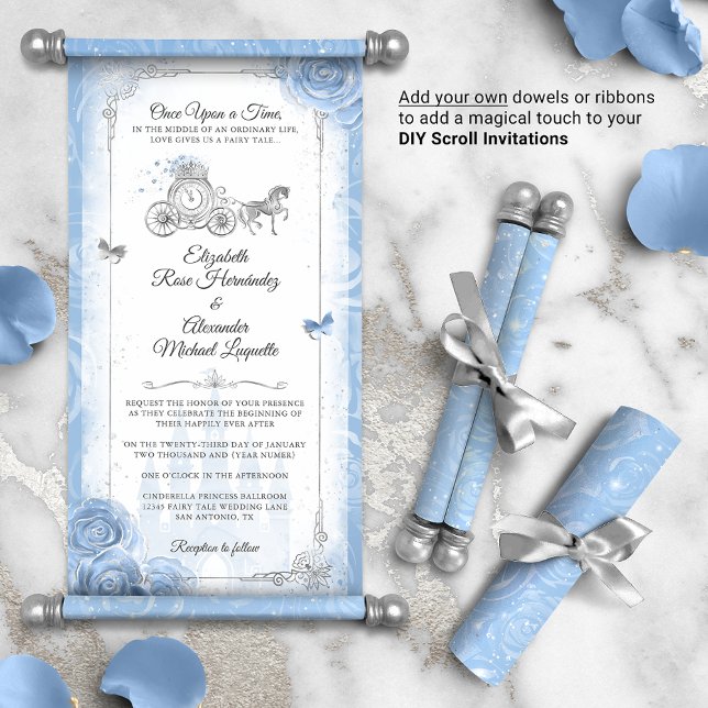 Märchen Kinderella Wedding Scroll Einladungen (DIY Cinderella scrolls do not come with dowels or ribbons. Add your own for an elegant touch!)