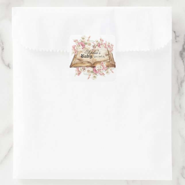 Märchen-Königliches Babyshower Quadratischer Aufkleber (Tasche)