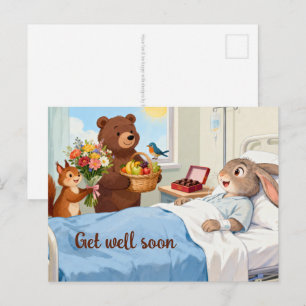 Märchen - Krankes Tier im Krankenhaus + Besucher 1 Postkarte