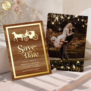 Märchen-Kutsche-Hochzeit - Save-the-Date-Karte in  Folieneinladung