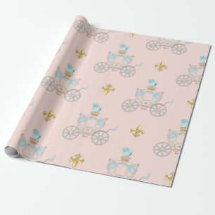 Märchen-Kutsche Royal Fleur Gold Blush Elfenbein Geschenkpapier