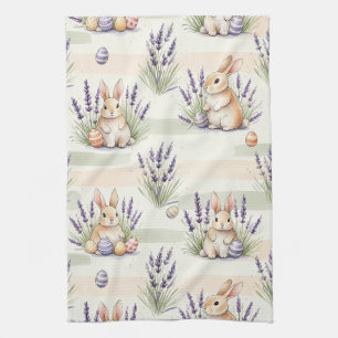 Märchen-Osterhase Lavendel-Ei-Streifen Geschirrtuch