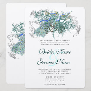 Märchen-Pfau-Hochzeitseinladungen Einladung