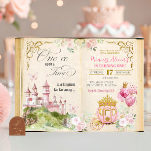 Märchen-Prinzessin zum ersten Geburtstag Einladung