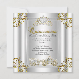 Märchen-Quinceanera 15. Geburtstag Gold Silber Einladung