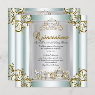 Märchen Quinceanera 15. Geburtstag Mint Blau Einladung