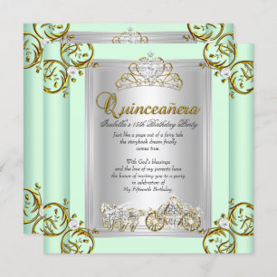 Märchen Quinceanera 15. Geburtstag Minze Grün Einladung