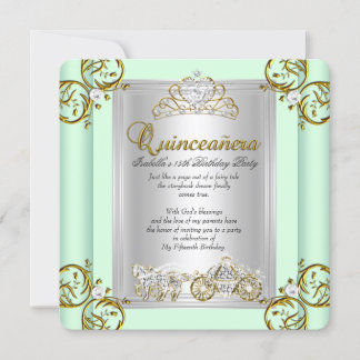 Märchen Quinceanera 15. Geburtstag Minze Grün Einladung