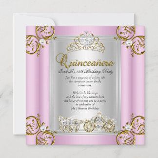 Märchen Quinceanera 15. Geburtstag Rosa Einladung