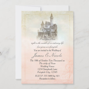 Märchen-Schloss-Hochzeit im Stil einer rosa Fee Einladung