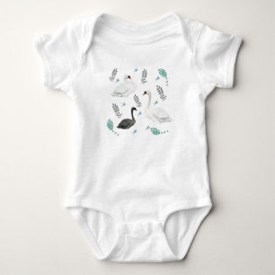 Märchen-Schwan-Illustration Volksbotanik Baby Strampler