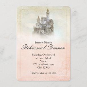 Märchen-Storybook-Schloss-Hochzeitsprobe-Karte Einladung