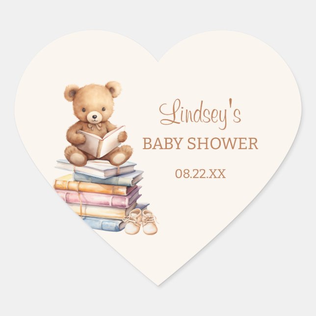 Märchen-Teddybär-Boho-Baby-Party Herz-Aufkleber (Vorderseite)