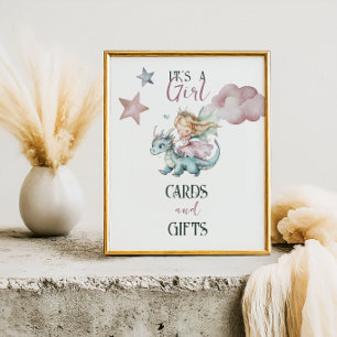Märchen Traumhafter Drache Rosa Prinzessin Baby Sh Poster